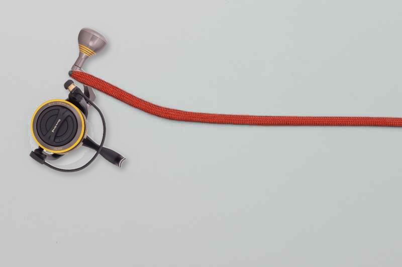 Line and reel before the knot is tied